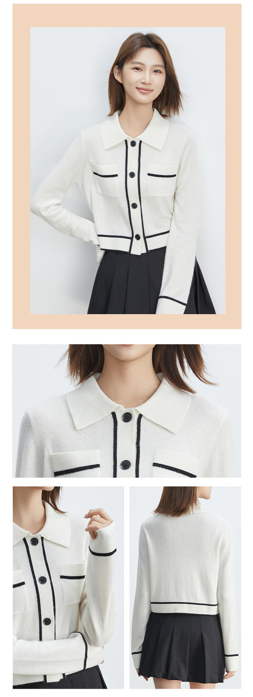 VogoPetite	小香POLO领短款开衫100%山羊绒	BP133F1501 商品图6