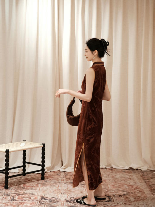 盛唐牡丹 | 手工红云纱丝绒古法旗袍 商品图1