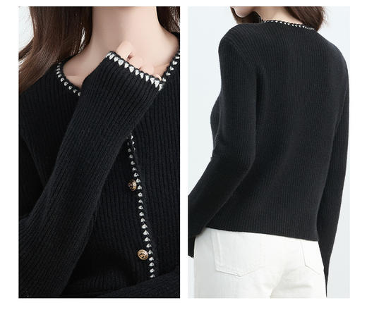 VogoPetite	小香风手工钩边开衫100%山羊绒	BP133F1509 商品图7