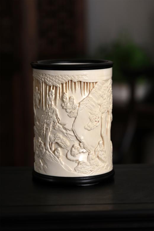 兰亭雅集°猛犸牙雕笔筒 商品图1