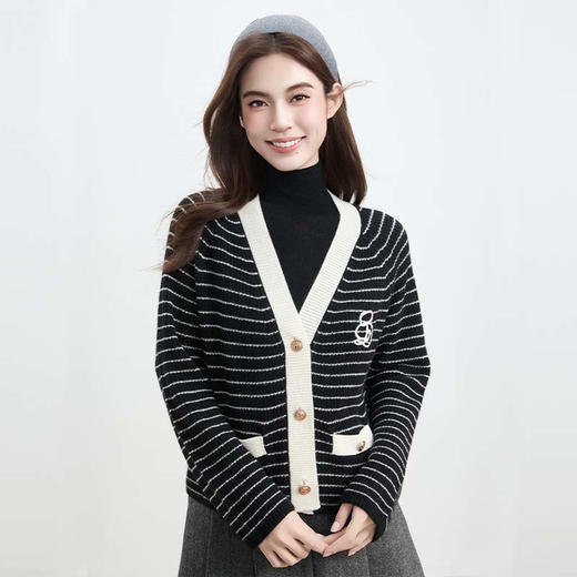 VogoPetite	绣花条纹开衫100%山羊绒	BP133F1511 商品图2