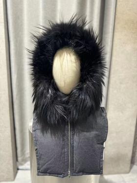 Yves Salomon - FRONT MADE WITH LORO PIANA FLANNEL/FOX - GRIS ANTHRACITE - 配件 - 连帽假领 - 黑灰色