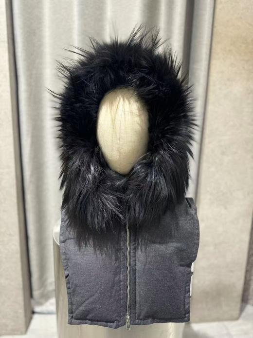 Yves Salomon - FRONT MADE WITH LORO PIANA FLANNEL/FOX - GRIS ANTHRACITE - 配件 - 连帽假领 - 黑灰色 商品图0