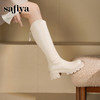 Safiya/索菲娅2025秋冬V口高筒小个子粗跟厚底百搭显脚瘦骑士靴SFD4117080 商品缩略图7