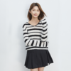 VogoPetite	V领条纹撞色长袖上衣100%山羊绒	BP132F1603 商品缩略图2