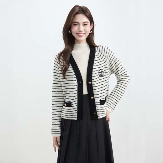 VogoPetite	绣花条纹开衫100%山羊绒	BP133F1511 商品图3