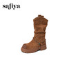 预售|Safiya/索菲娅2025美拉德真皮复古厚底百搭增高中筒西部堆堆靴SFD4116404 商品缩略图6