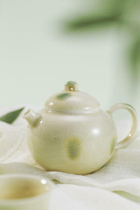 非遗手作 泥人刘 长沙窑 青绿彩 点彩套装  三件套