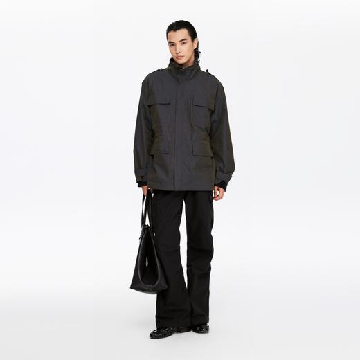 oneup双色纱口袋拉链中长外套 商品图9