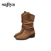 预售|Safiya/索菲娅2025秋冬皮带扣粗跟V口尖头显瘦高筒复古西部堆堆靴SFD4116410 商品缩略图9