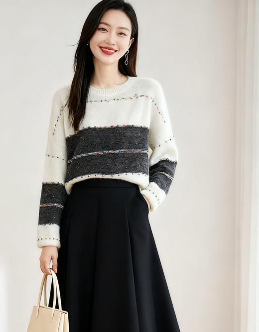 臣禾	【亮片条纹衫】慵懒套头针织衫	JZ253091275 商品图1