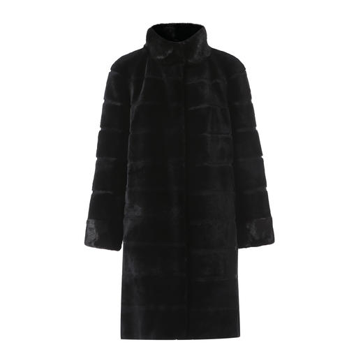 EITIE爱特爱黑色立领保暖中长款水貂毛皮草外套大衣冬季新款D2593909X 商品图5