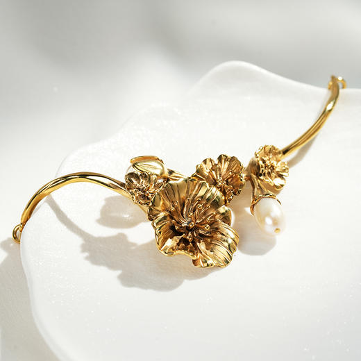 北京仓｜Goossens Paris-Fleur de Pavot-虞美人 金色 珍珠 手镯［法国设计师］ 商品图1