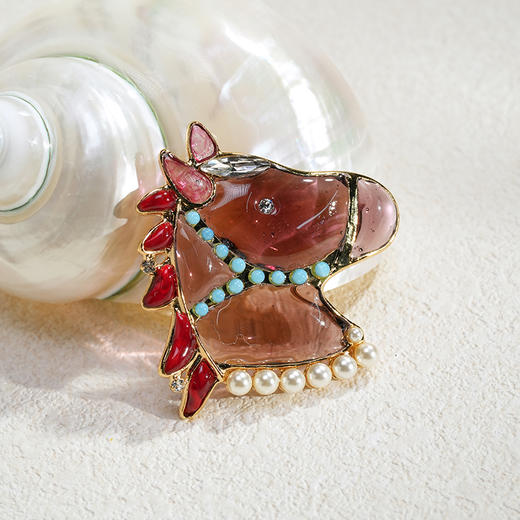 北京仓｜Gripoix Paris-vintage Horse-大红大紫 小萌马 胸针［法国设计师］ 商品图7