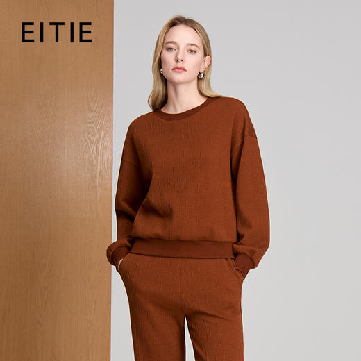 EITIE爱特爱圆领罗纹套头设计保暖舒适直身版型简洁好穿搭冬季保暖小上衣8413105 商品图0