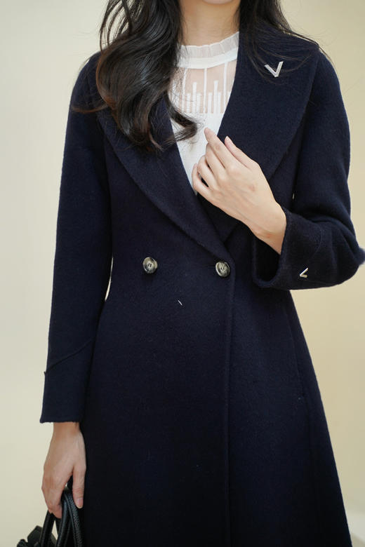 现货 臣禾	【许你优雅】大翻领呢大衣 100％羊毛 系腰带中长款外套	JZ254080675 商品图4