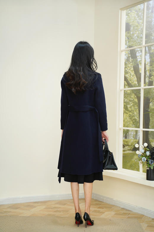 现货 臣禾	【许你优雅】大翻领呢大衣 100％羊毛 系腰带中长款外套	JZ254080675 商品图3