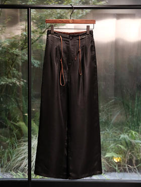 盛唐婧 | 重磅香云纱龙宫缎可拆卸夹棉直筒裤