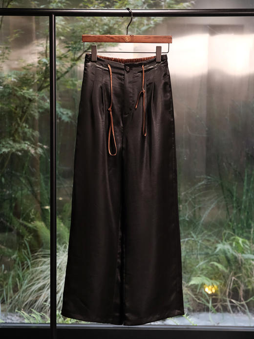 盛唐婧 | 重磅香云纱龙宫缎可拆卸夹棉直筒裤 商品图0