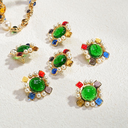 北京仓｜Gripoix Paris-Byzantium-绿色 琉璃 耳环［法国设计师］ 商品图2