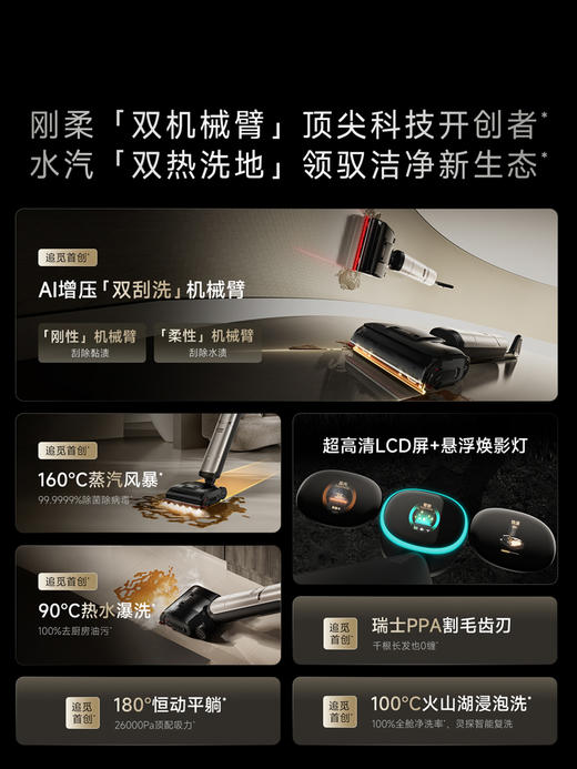 追觅 H60Ultra 160℃蒸汽热水洗地机H60Ultra双机械臂全向助力 商品图1