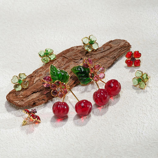 北京仓｜Gripoix Paris-Vintage-Cherry-樱桃 复古 琉璃 耳环［法国设计师］ 商品图4