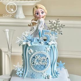 【私人订制】冰雪奇缘艾莎公主主题系列动物奶油鲜果蛋糕