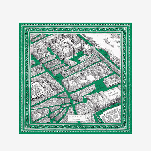 订购6周到｜Inoui Editions-65 LOUVRE-卢浮宫 绿色 方巾［法国设计师］ 商品图0