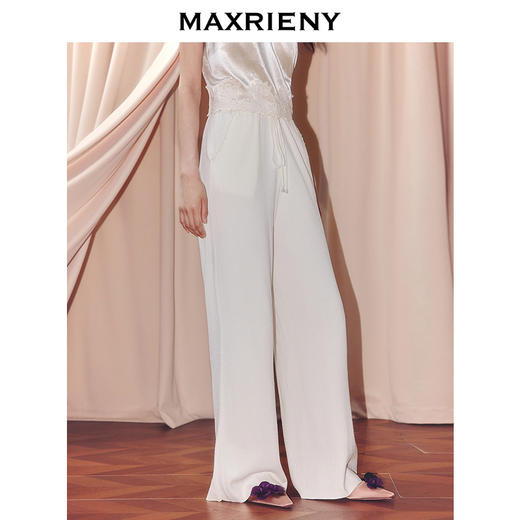 MAXRIENY极简主义穿搭磨毛阔腿裤25冬款亲肤软糯高弹垂感休闲长裤(货号:MF86TR502) 商品图2