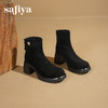 Safiya/索菲娅2025英伦风厚底高跟防水台增高百搭瘦瘦弹力短靴SFD4116407 商品缩略图3