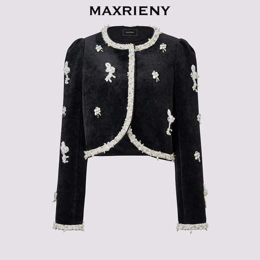 【时髦暖冬-商场同款】MAXRIENY宫廷复古风钉珠短款外套24冬新款(货号:MC85JA583) 商品图4