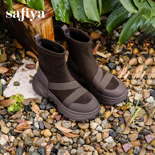 Safiya/索菲娅2025户外运动风套筒轻便增高厚底加绒百搭弹力瘦瘦靴SFD4116107 商品图2