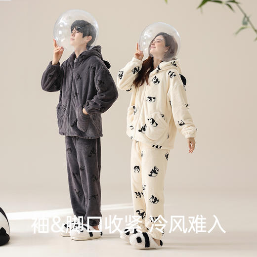 【换季出清】【暖暖贵妃绒】自然醒「呢喃甜梦」情侣睡衣秋冬新款开衫长袖男女加厚贵妃软绒可外穿家居服套装JLM 商品图5