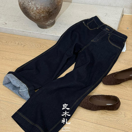 【特价不退换】【预售7天/加绒】良木礼阔腿牛仔裤（小咖啡）（3849） 商品图4