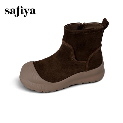 Safiya/索菲娅2025户外风厚底侧拉链反绒复古轻便百搭休闲短靴SFD4116062 商品图10