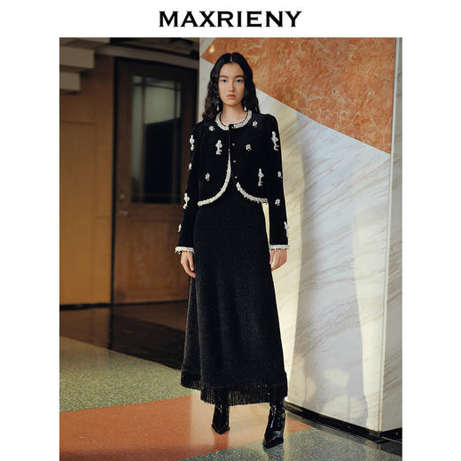 【时髦暖冬-商场同款】MAXRIENY宫廷复古风钉珠短款外套24冬新款(货号:MC85JA583) 商品图3