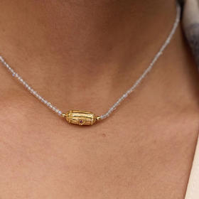 北京仓｜Dorothee sausset-Rakhi Lola-拉长石 粉色碧玺 项链［法国设计师］