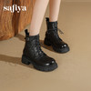 Safiya/索菲娅2025秋冬百搭圆头真皮头层牛皮厚底休闲粗跟显瘦英伦马丁靴SFD4116033 商品缩略图0