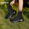Safiya/索菲娅2025运动机能风飞织休闲百搭厚底增高弹力瘦瘦靴SFD4116108 商品缩略图5
