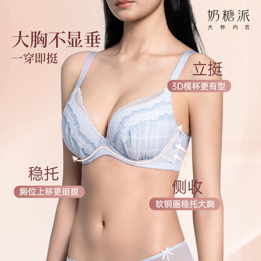 [白桃2.0]文胸3/4杯圆润挺拔大胸承托不显垂聚拢显瘦蕾丝内衣 商品图1