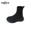 Safiya/索菲娅2025运动机能风飞织休闲百搭厚底增高弹力瘦瘦靴SFD4116108 商品缩略图7