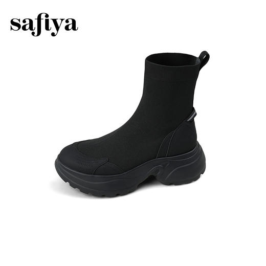 Safiya/索菲娅2025运动机能风飞织休闲百搭厚底增高弹力瘦瘦靴SFD4116108 商品图7