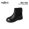 Safiya/索菲娅2025秋冬复古粗跟软羊皮弹力瘦瘦百搭英伦时装短靴SFD4116104 商品缩略图1