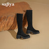 Safiya/索菲娅2025秋冬百搭粗高跟厚底不过膝弹力显瘦高筒长靴SFD4117242 商品缩略图0