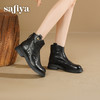 Safiya/索菲娅2025羊皮褶皱英伦风粗跟厚底百搭圆头显瘦短踝靴SFD4116013/SFD4118013 商品缩略图7