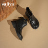 Safiya/索菲娅2025羊皮褶皱英伦风粗跟厚底百搭圆头显瘦短踝靴SFD4116013/SFD4118013 商品缩略图4