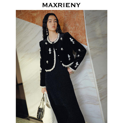 【时髦暖冬-商场同款】MAXRIENY宫廷复古风钉珠短款外套24冬新款(货号:MC85JA583) 商品图2