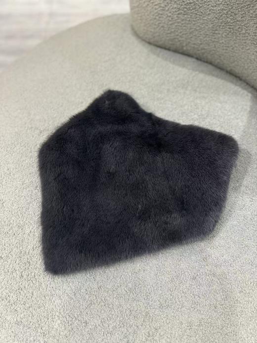 Yves Salomon - BANDANA MINK AND LEATHER - FUSAIN - 配件 - 围脖 - 石墨灰 商品图0