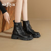 Safiya/索菲娅2025秋冬百搭圆头真皮头层牛皮厚底休闲粗跟显瘦英伦马丁靴SFD4116033 商品缩略图5