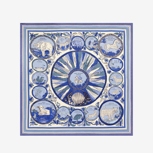 北京仓｜Inoui Editions-130 CHANCE INOUI-四叶草 蓝色 方巾［法国设计师］ 商品图0